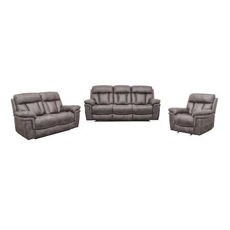 Armen Living Estelle Power Reclining 3 Piece Living room Set in Gunmetal Fabric SETESGM3PC